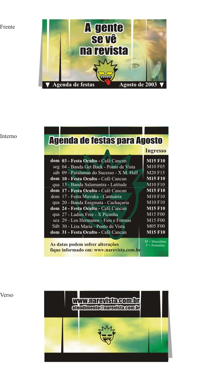 A folded card with the August 2003 party agenda inside