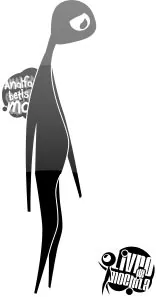 A Livro de Mochila mascot standing over the word analfabetismo (illiteracy)
