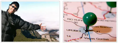 Posing at the viewpoint, and a map pin on Urubici